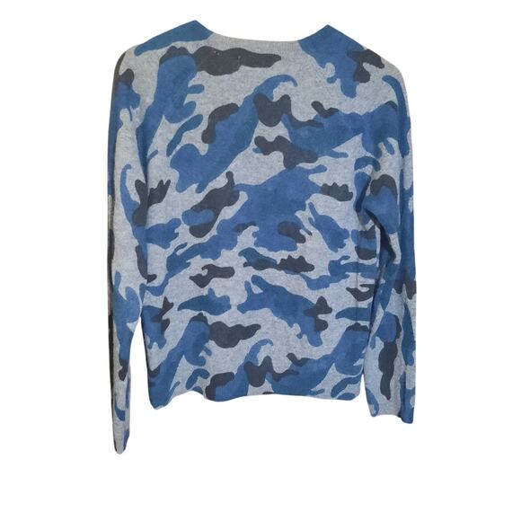 Magashoni Womens Camo Design Crewneck Long Sleeve Cashmere Sweater Size Medium - Picture 2 of 5